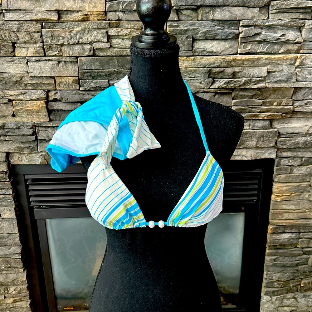 Dream blue and white striped bikini